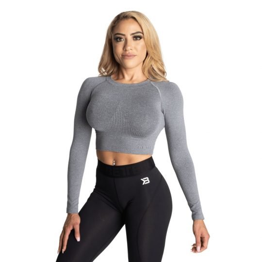 Rib Seamless Crop LS Grey Melange | Better Bodies