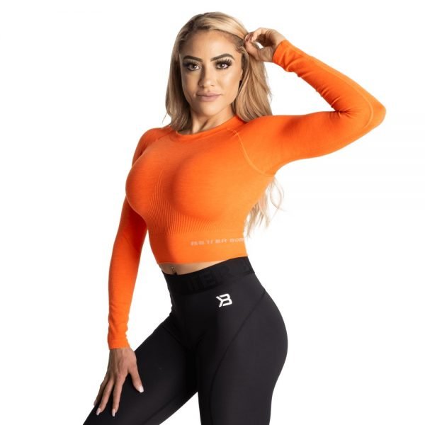 Rib Seamless Crop LS,Sunset Melange